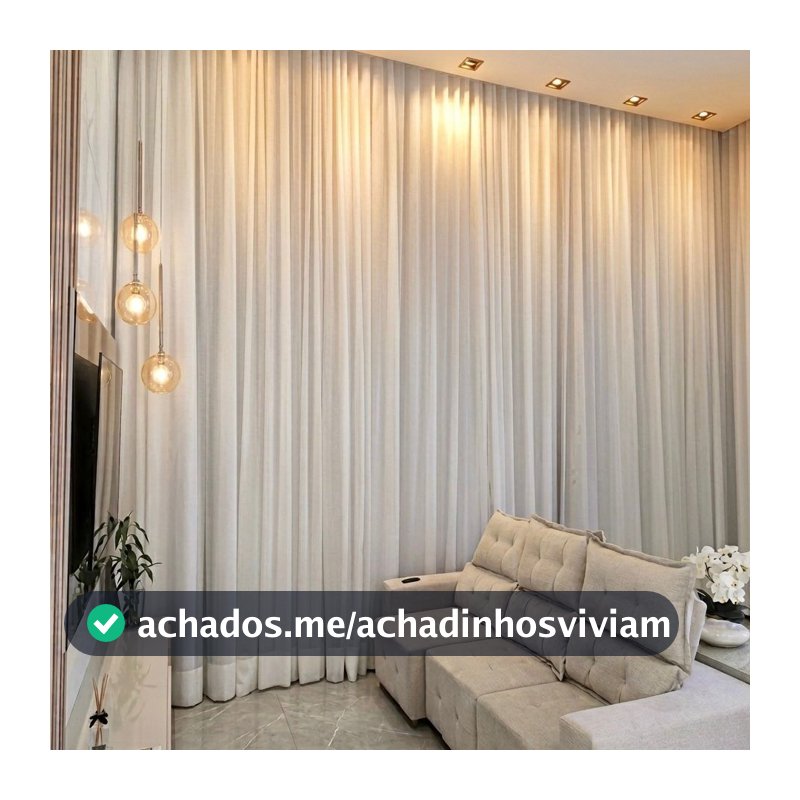 Cortina Trilho Suíço Duplo Voil Linho + Forro Blackout 5,00 x 2,30/2,40/2,50/2,60/2,70/2,80 Alto Padrão
