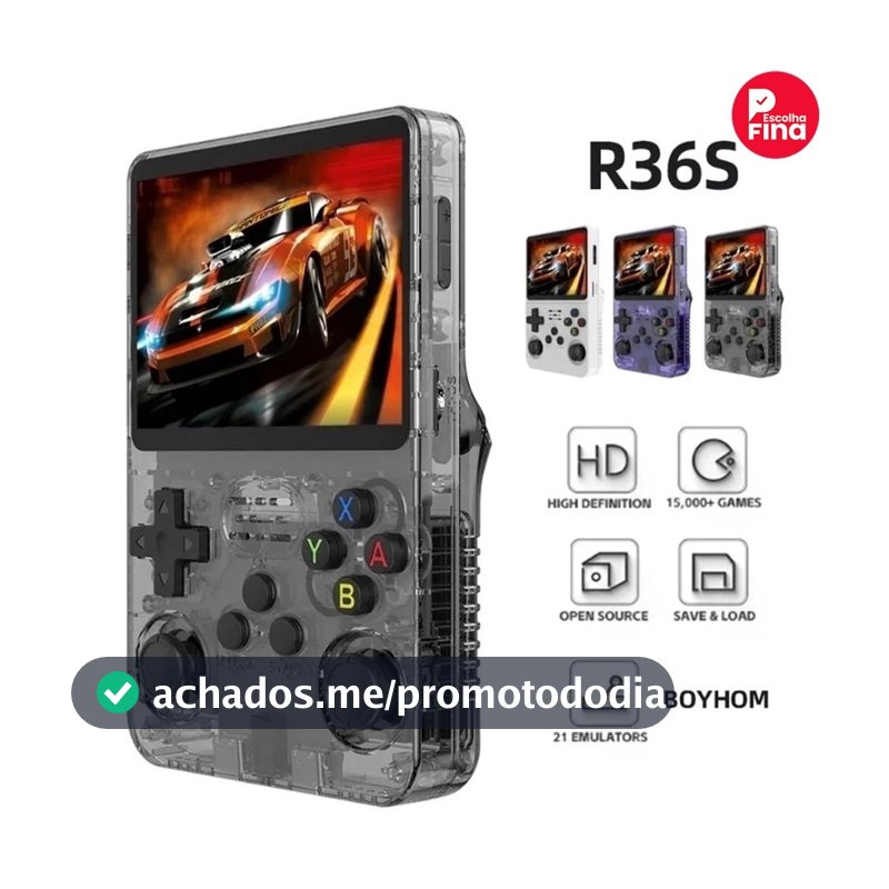 A pronta entrega console portátil R36S 64g Linux tela IPS 3.5 polegadas + de 15000 jogos vídeo game