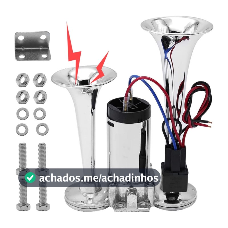 Buzina De Trem 2 cornetas 12v para carro moto van universal