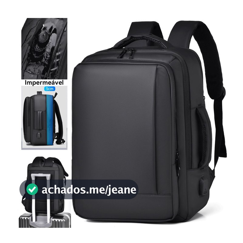 Mochila de laptop de negócios à prova d'água reforçada com expansão de capacidade