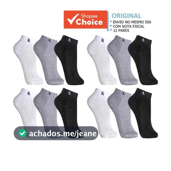 Kit 6 Pares De Meias De Algodão Para Homens E Mulheres – Corte Curto Confortável Preto \ Branco Cinza Meia