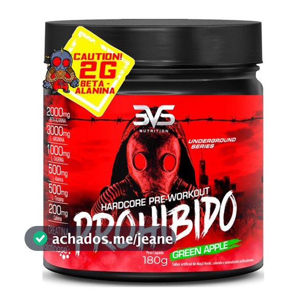 Pré Treino Prohibido 180g Com Fórmula Avançada Creatina, Beta Alanina, Taurina,  Cafeína, Arginina E Palatinose