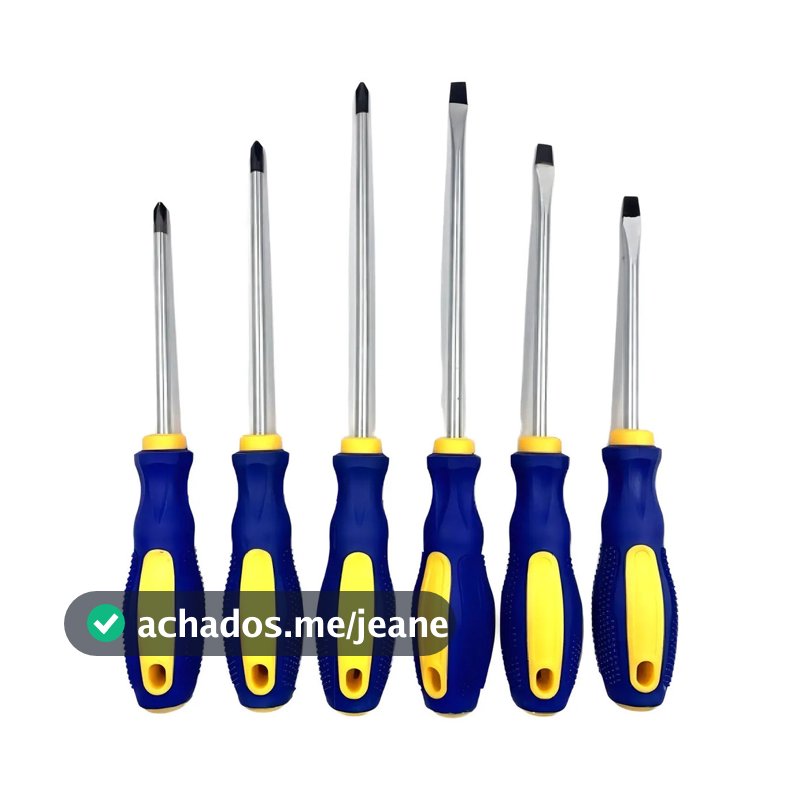 Kit Chave Fenda E Phillips Jogo 6 Peças Imantadas Ferramenta