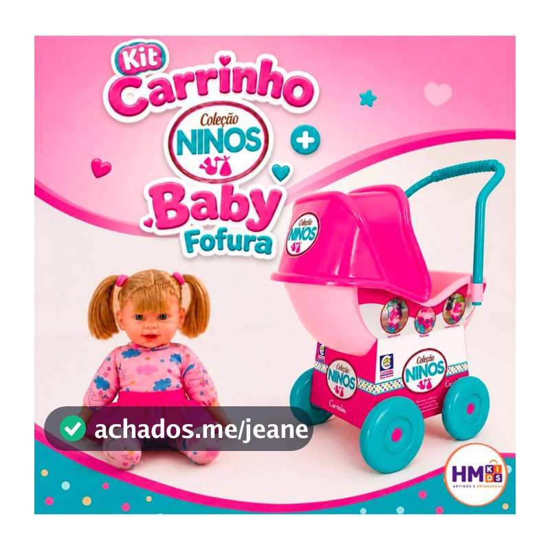 Carrinho De Boneca Bebê Ninos Alive Bebê Reborn + Boneca de pano Baby Fofura com cabelo - Cotiplás