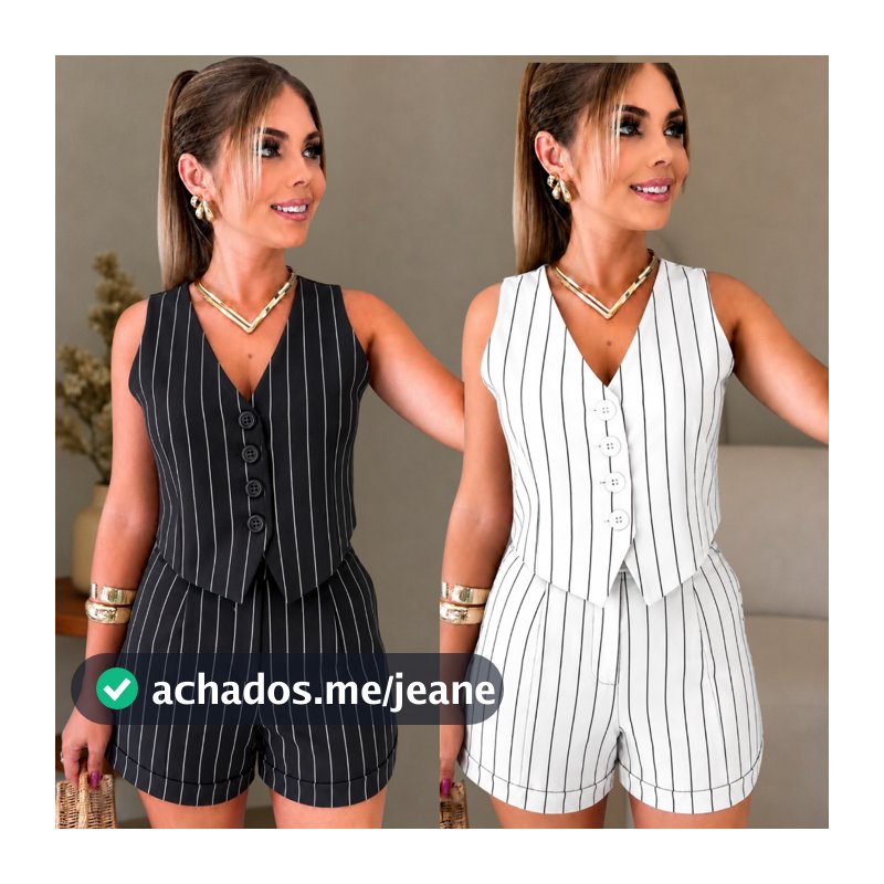 NOVA TENDENCIA ,CONJUNTO FEMININO COLETE +SHORTS, SOCIAL MODA VERÃO 2026