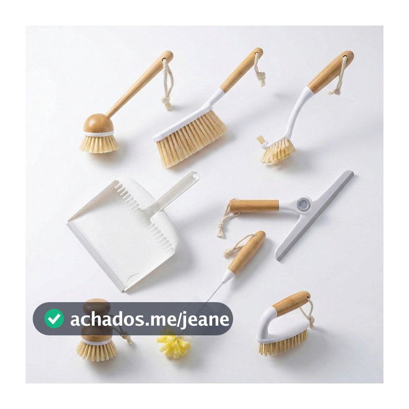 Kit De Limpeza Multiuso 8 em 1 Bambu Artiko Arbo Escovas Rodo Pá