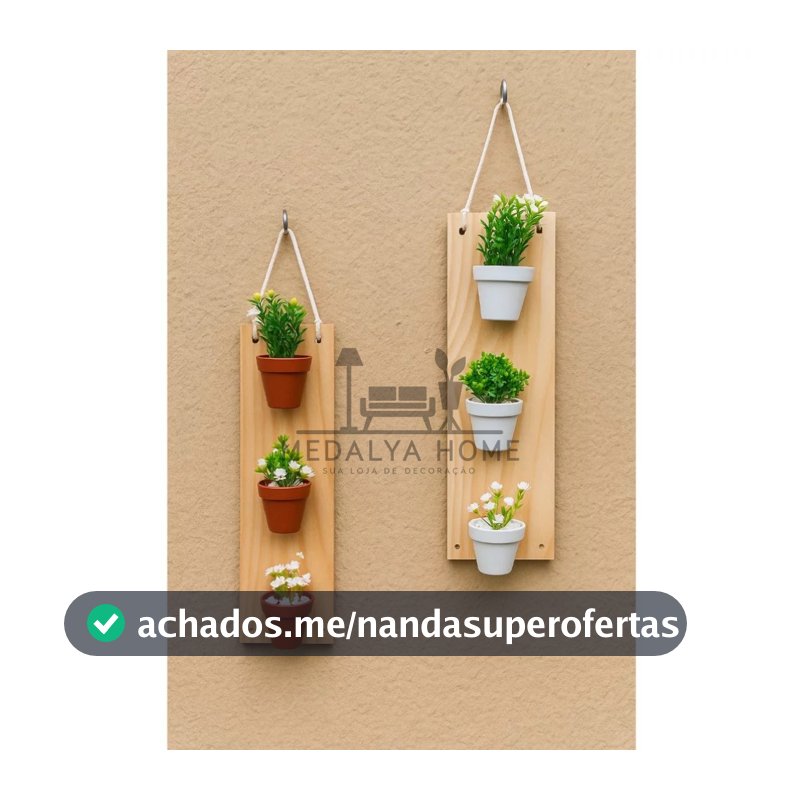 Prateleira decorativa nicho de parede vertical jardim suspenso decoração madeira pinus tendencia