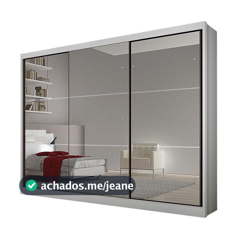 Guarda Roupa Casal Atlanta 3 Portas 8 Gavetas Neve com Espelho – Novo Horizonte