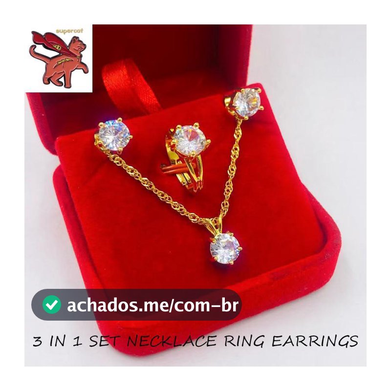 COD 18k Ouro Saudita Penhorável Nasasangla 100 % original [Conjunto 3 Em 1] Colar Anel Brincos Acessórios Para Mulheres