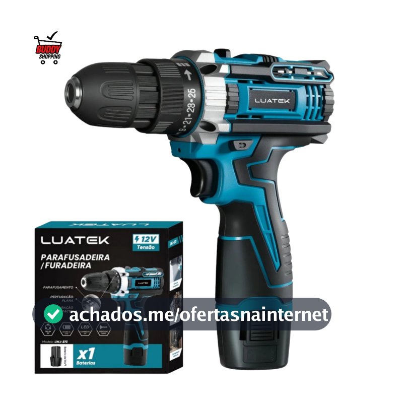 Parafusadeira e Furadeira Impacto 12V Bateria Lítio Recarregável Profissional Kit Com Maleta Luatek LWJ-273