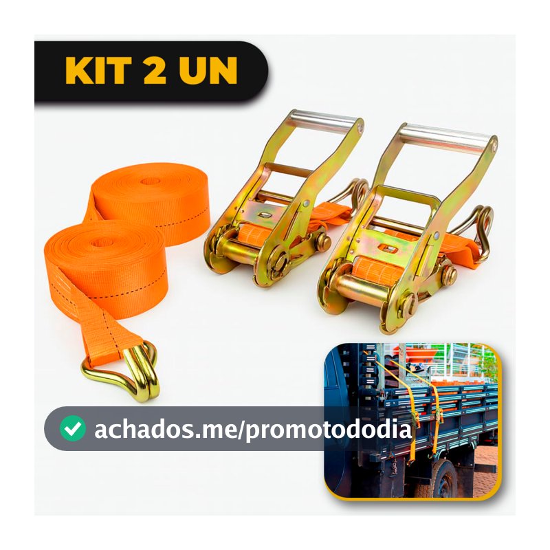 Kit 2 Cintas de Amarração Catraca 1.5 Ton 4.5m Transporte Carga Caminhão Profissional