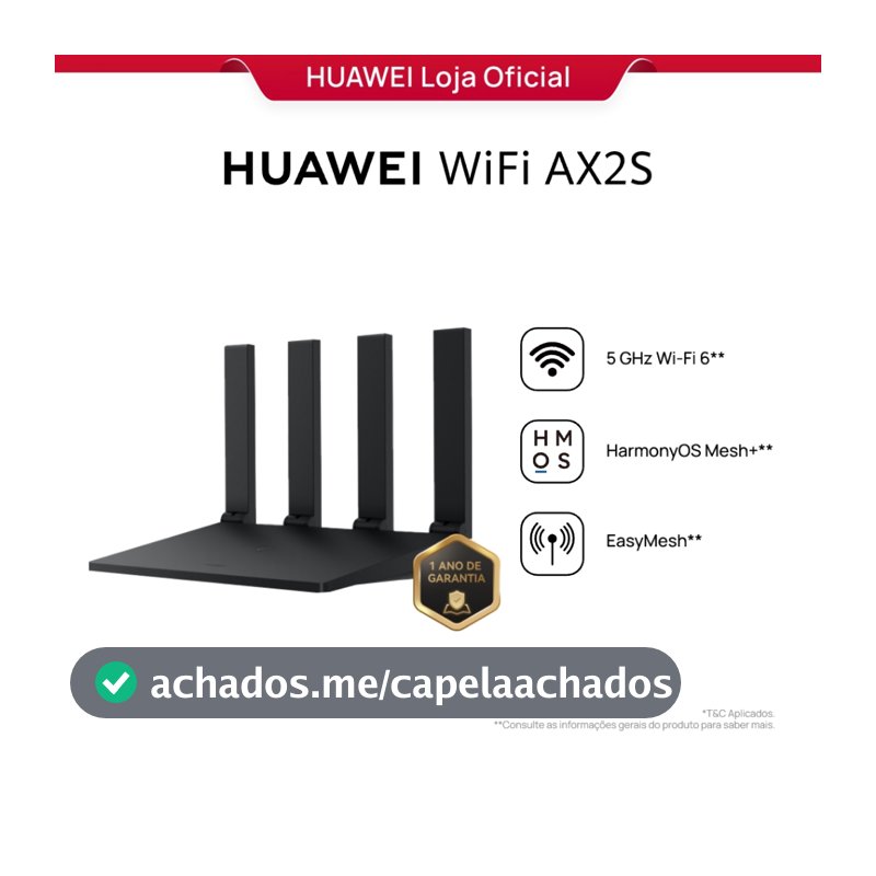 HUAWEI WiFi AX2S | Roteador | WS7000 V2 |  Dual Band | 4 Antenas | 5 GHz Wi-Fi 6