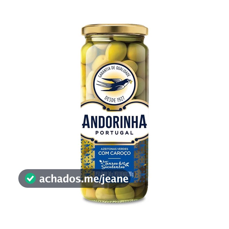 Azeitona Verde com Caroço Andorinha 200g – Tradição e Sabor da Culinária Portuguesa