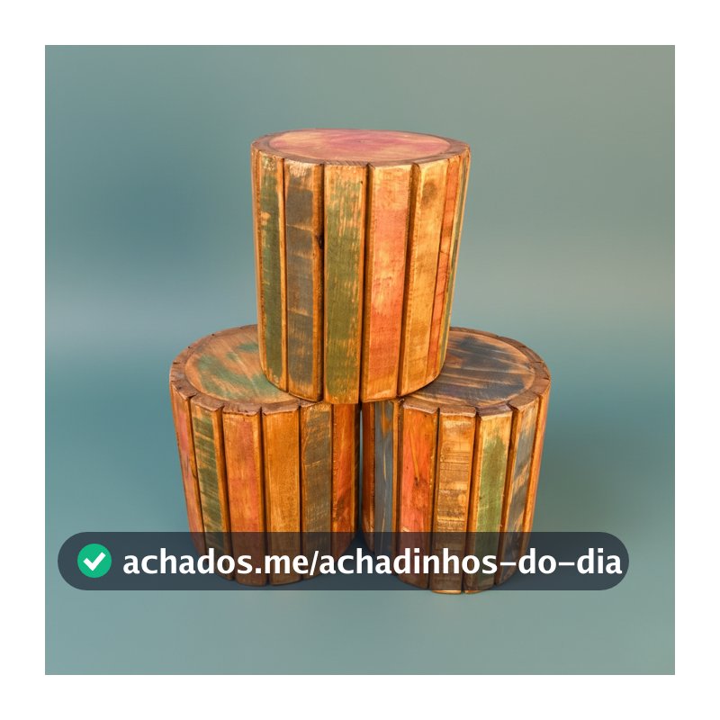 Banco Puff Rústico Madeira Maciça Decoração Quartos Infantis Jardim Varanda Suporte Plantas Mineiro