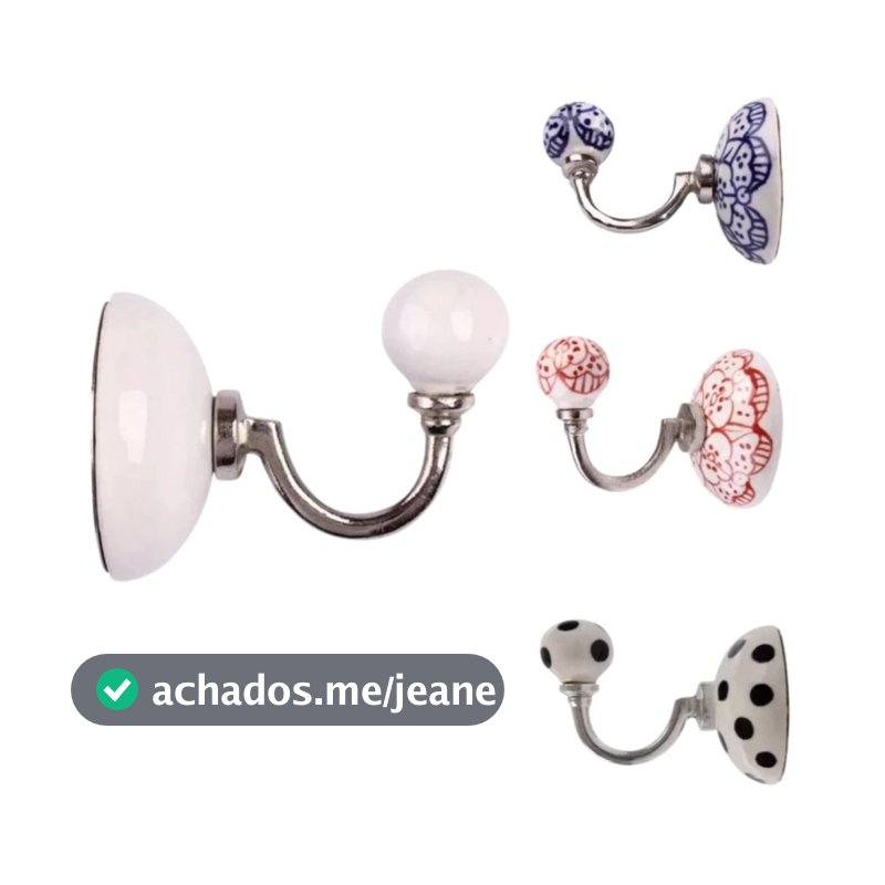 Gancho Cabide Cerâmica Artesanal P/ Roupas Bolsas Chapeus Vintage Retro Cabideiro Elegancia Luxo