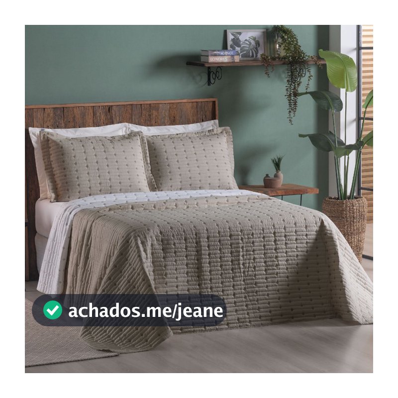 Cobre Leito Kit Colcha Percal CASAL ToqueMacio Bordado Decor