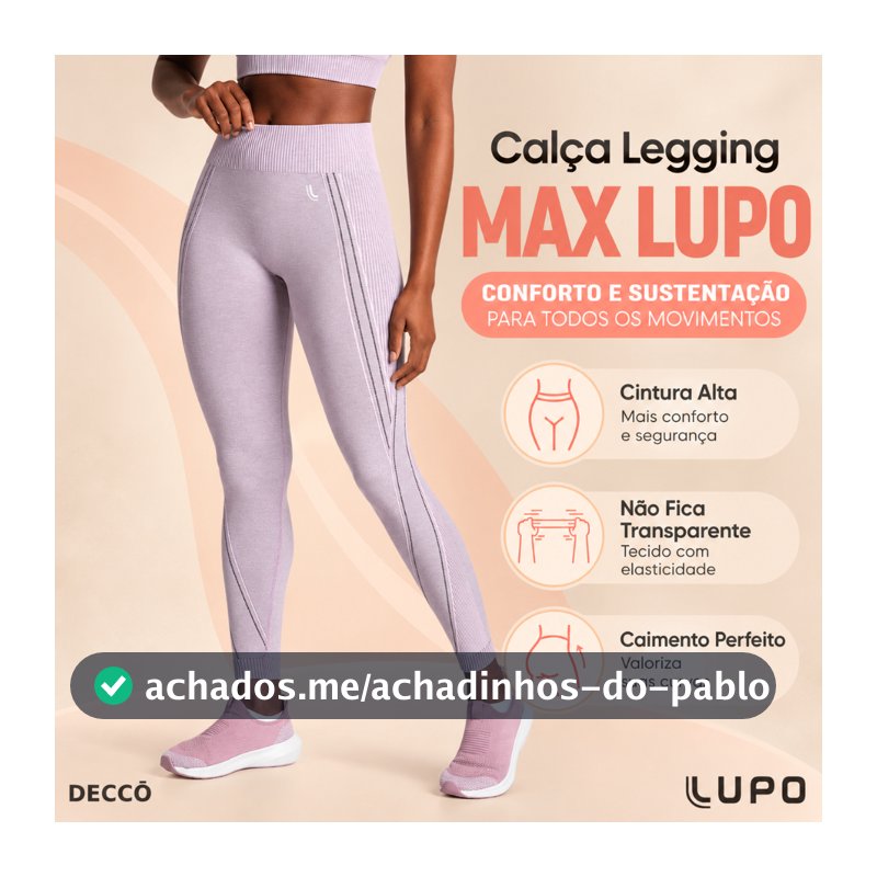 Calça Leg Legging Max Lupo Sport Tecnologia Sem Costura Seamless Dry para Treino de Alto Rendimento