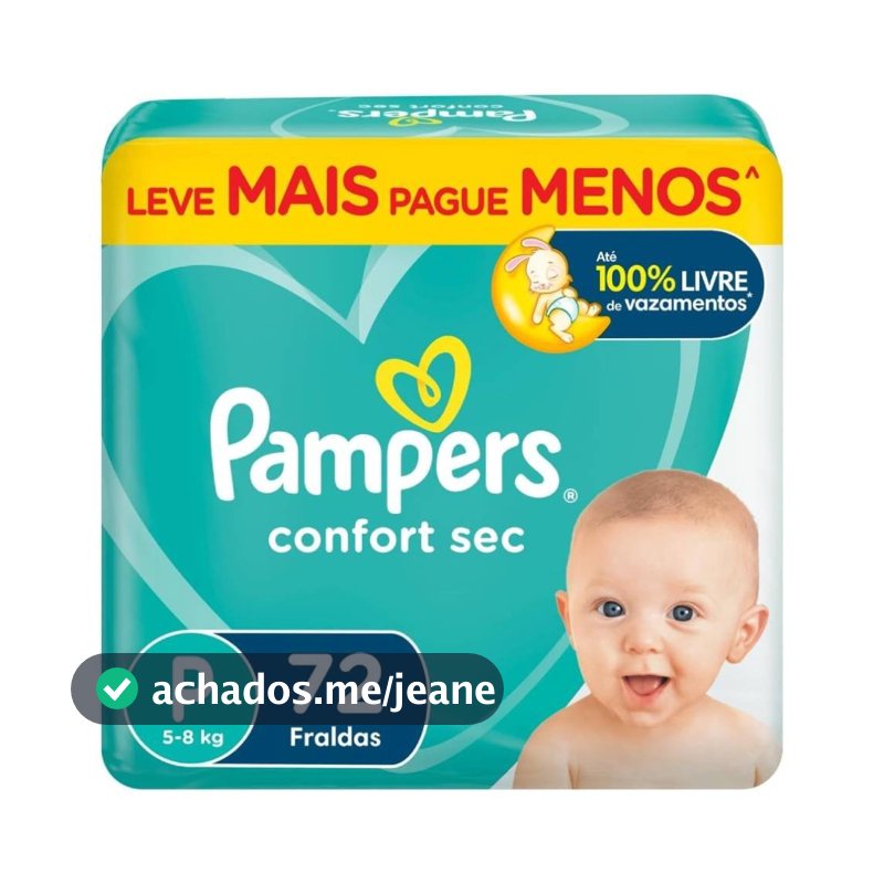 Fralda Pampers Confsec Bag P 72 Unidades