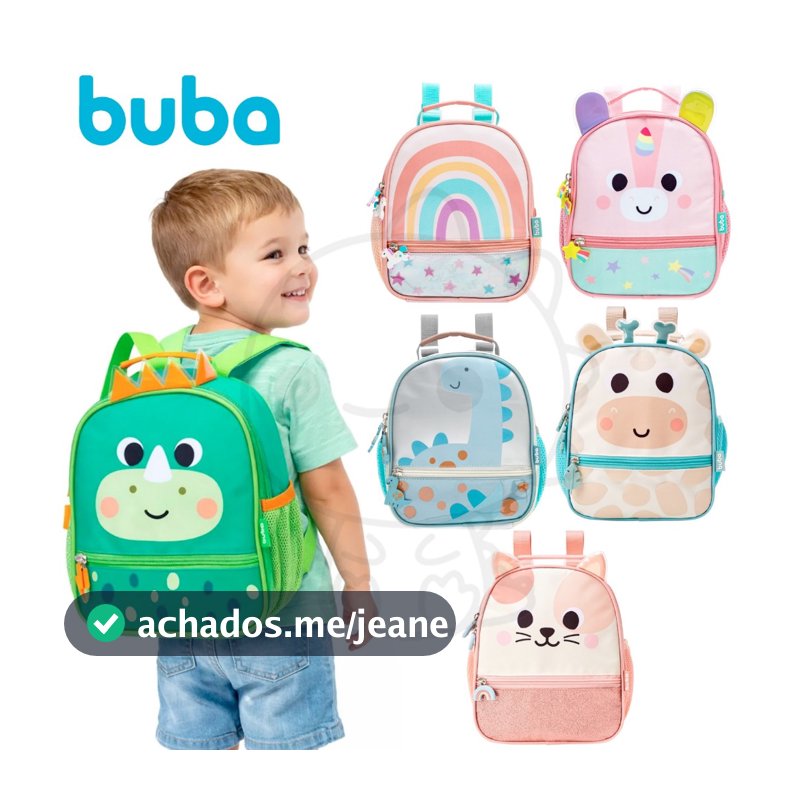 Lancheira Termica Buba Infantil Lancheira térmica para criança de costas cachorro gato girafa dino unicornio