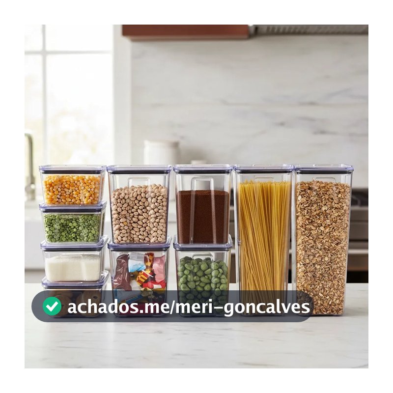Kit 10 Pote Hermético Empilháveis Porta Mantimento Cozinha Organizador Rebirth
