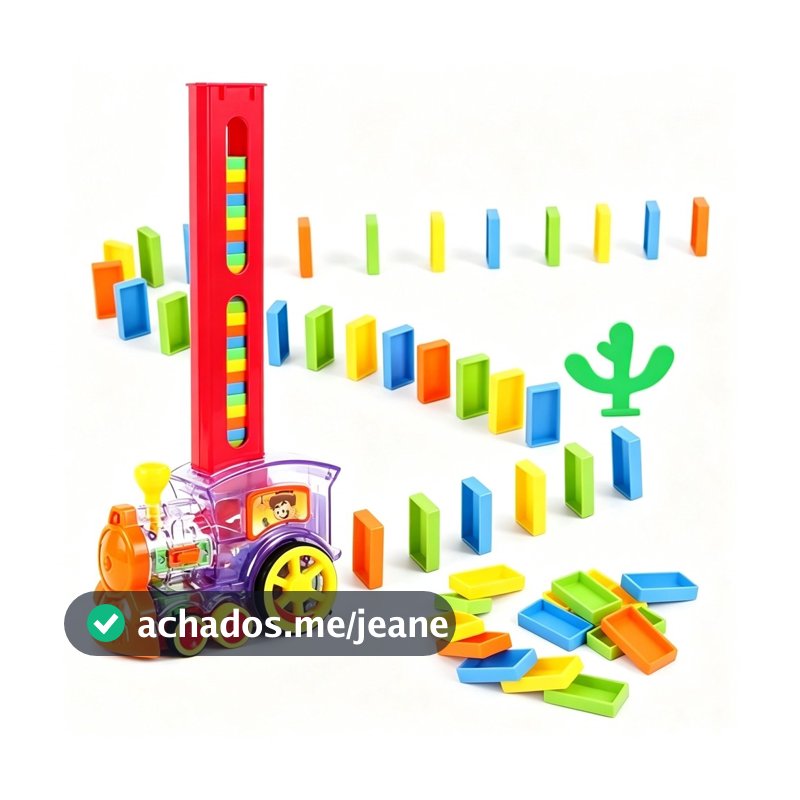 Brinquedo Educativo Trenzinho Dominó Automático Montessori 60 Peças Com Luz Som Presente Interativo Jogos
