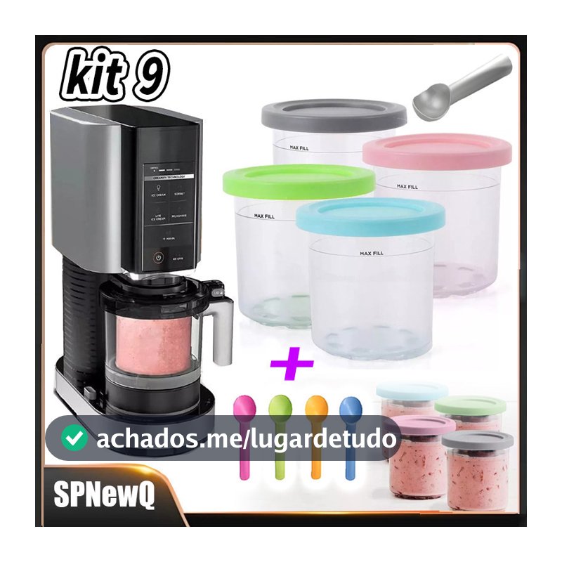 4pcs Recipientes Sorvete + Potes Armazenamento Para Ninja