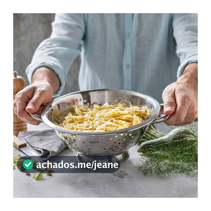 Escorredor de Macarrão Com Alça Aço Inox Cozinha Massa Brinox