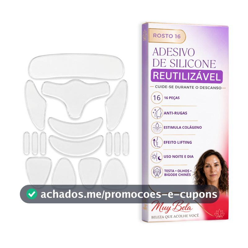 Silicone Lavável para Rugas do Rosto Adesivo Muy Bela Colágeno Natural Anti Marcas Reduz Rugas Skin Care Reutilizável