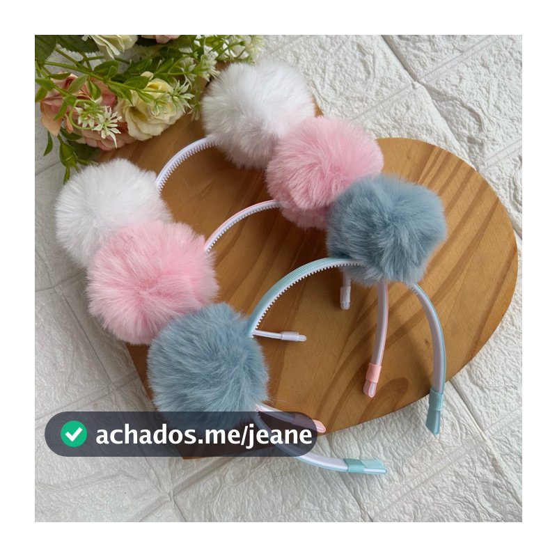 Tiara Pompom INQUEBRÁVEL Menina Colors Maria Clara Poliana Flô Flô Estilosa Azul Vermelho Rosa Branco Preto