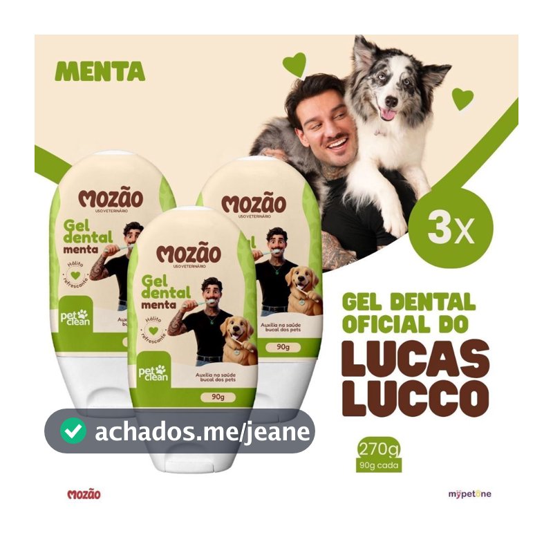 Gel Dental Mozão Menta 90g Lucas Lucco 1,2,3 ou 4 Unidades Higiene Bucal Para Cães
