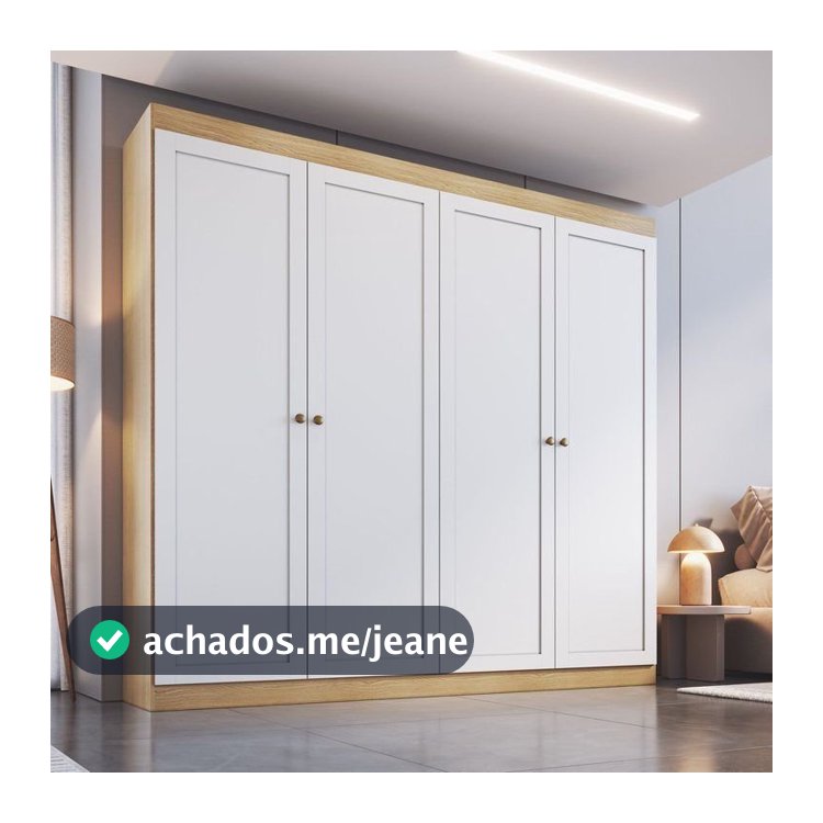 Guarda-Roupa Casal 4 Portas 2 Gavetas Americano/Provençal Ele e Ela Europa Branco/Savana Savana/Branco