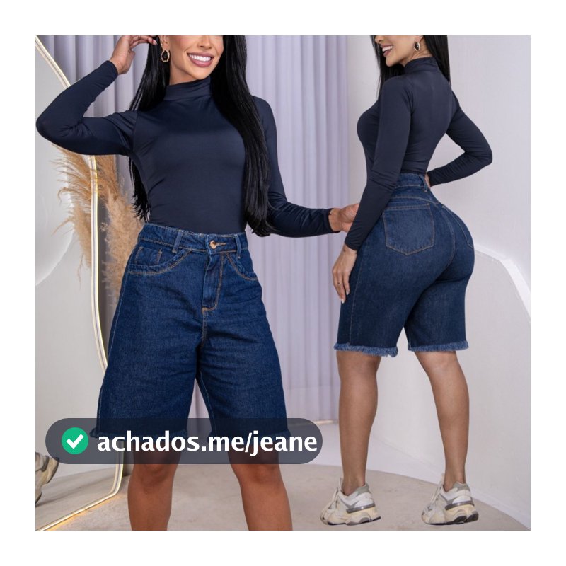 Bermuda Jeans Jorts Feminina Cintura Alta Meia Coxa Short 100% Algodão Ciclista Clara Escura Jeans Premium
