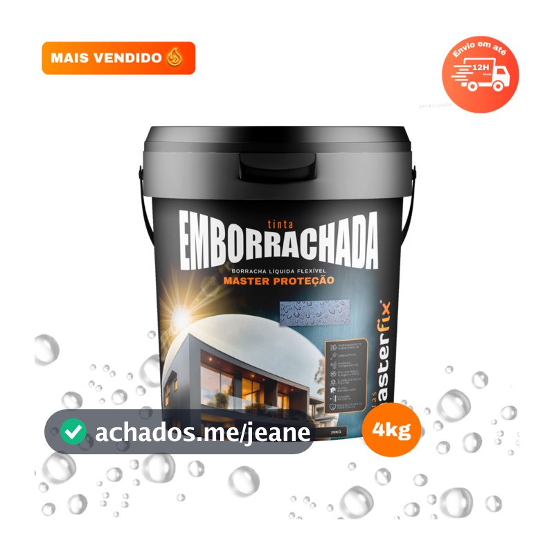 Tinta Emborrachada Impermeabilizante Borracha Líquida MasterFix 4KG TINTA DE PARADE - REBOCO - LAJE - PROTEJE