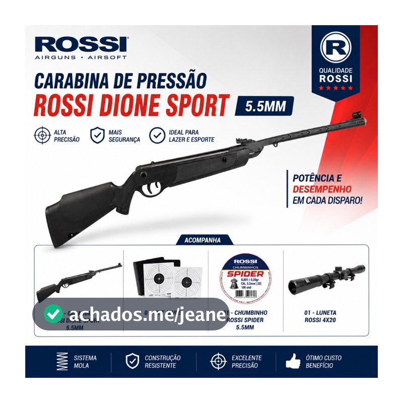 CARABINA DE PRESSÃO ROSSI DIONE SPORT MH 5,5MM MOLA