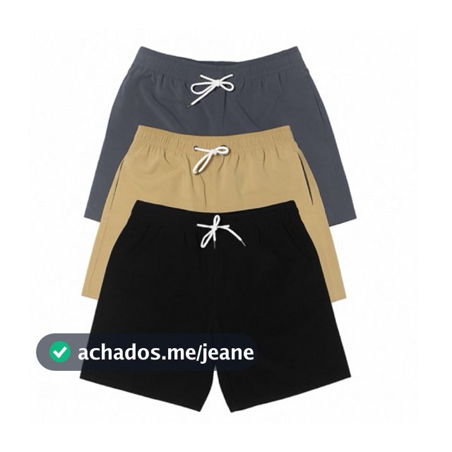 Kit 3 Short Masculino Bermuda Tactel com Elastano Academia Praia Dia a Dia-Premium