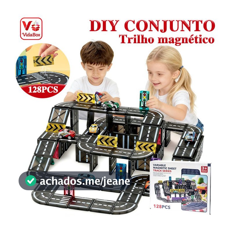 Brinquedo DIY Pista Magnética com Carrinhos de Metal e Blocos 3D – Educativo e Divertido VidaBox