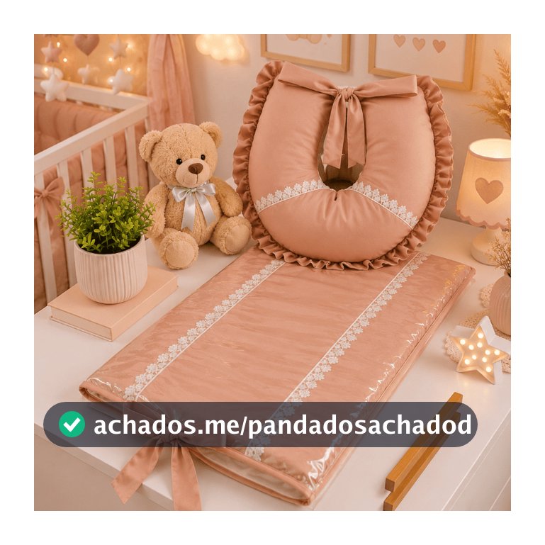 Kit Maternidade Essencial Almofada Amamentação + Trocador Cômoda Liso Impermeável