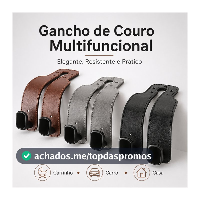 Gancho Universal Para Encosto De Cabeça De Assento De Carro-Duplo Couro Premium Cabide De Liga Grande Com Suporte ZEM
