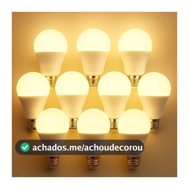 Kit 10 Lâmpada Led Bulbo 9w 3000k Branco Quente Bivolt 110v 220v Luz Amarela Ambiente Aconchegante