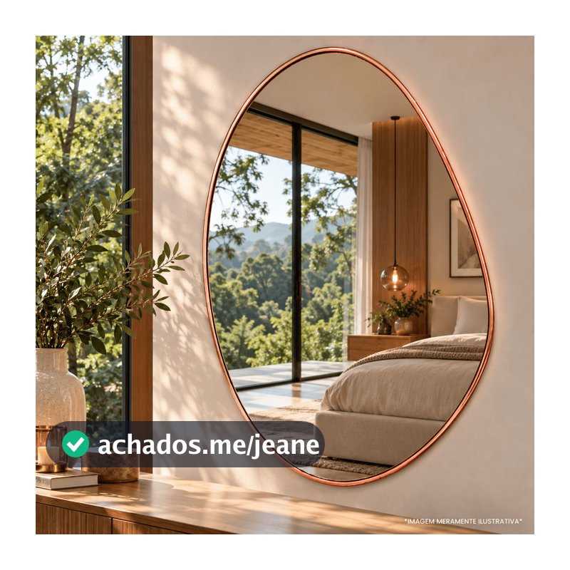 Espelho Orgânico Assimétrico com Moldura Decorativo Parede Banheiro Sala Quarto