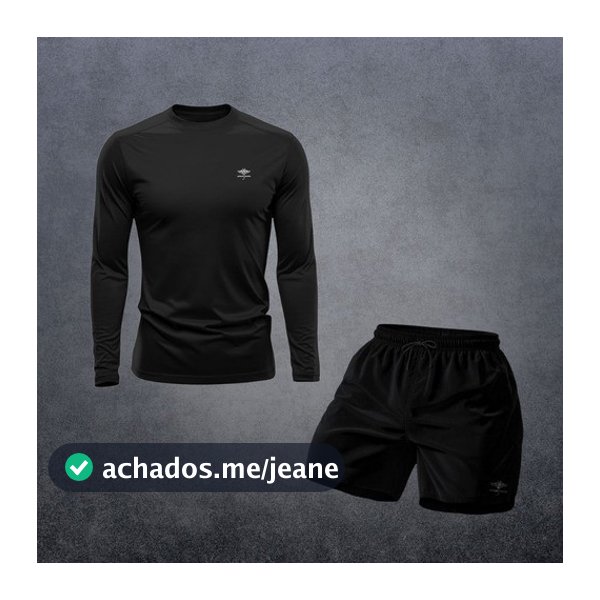 Conjunto Camiseta Dry Fit Manga Longa Proteção Uv e Short Masculino Academia Praia