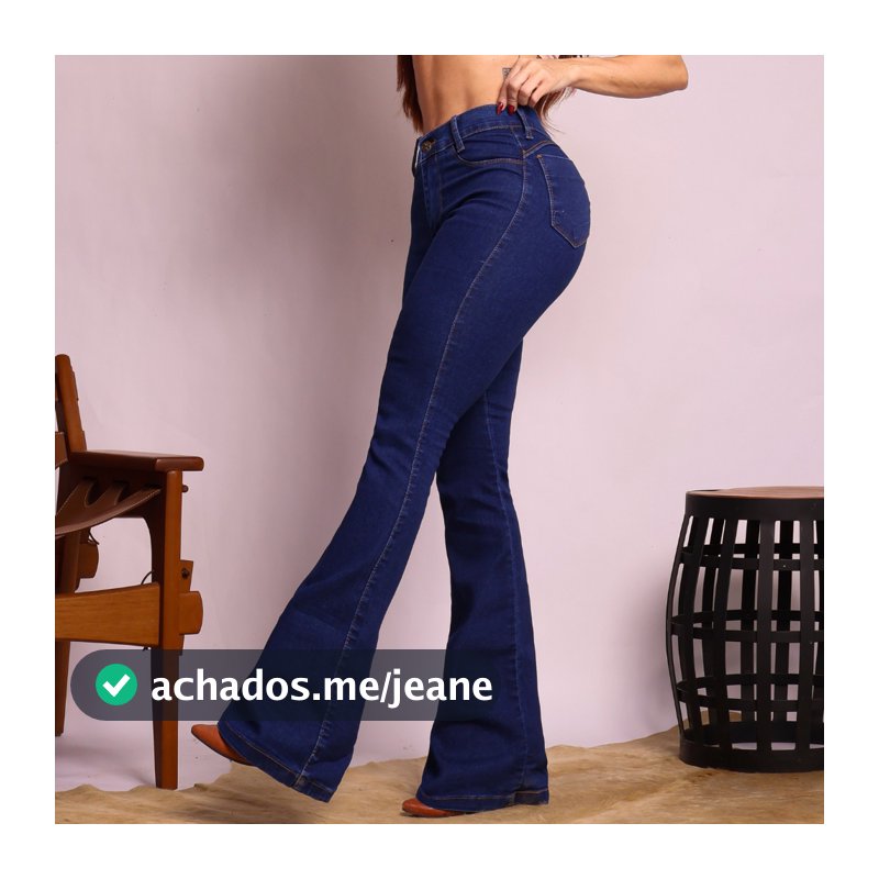 CALÇA FLARE JEANS FEMININA  com detalhes cintura alta lenvanta bumbum