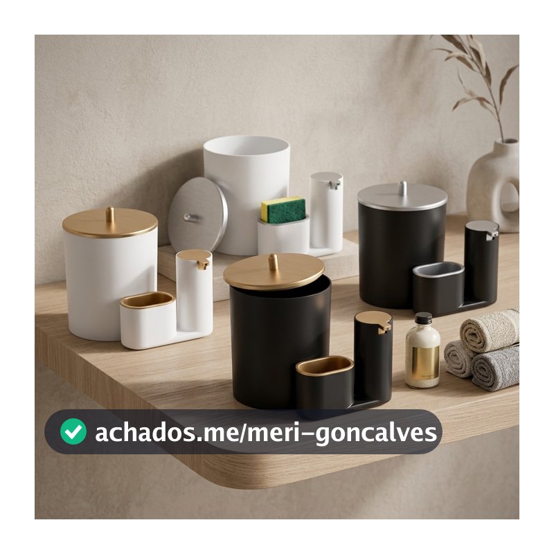 Kit Lixeira Cozinha 5L E Dispenser Porta Detergente Luxo