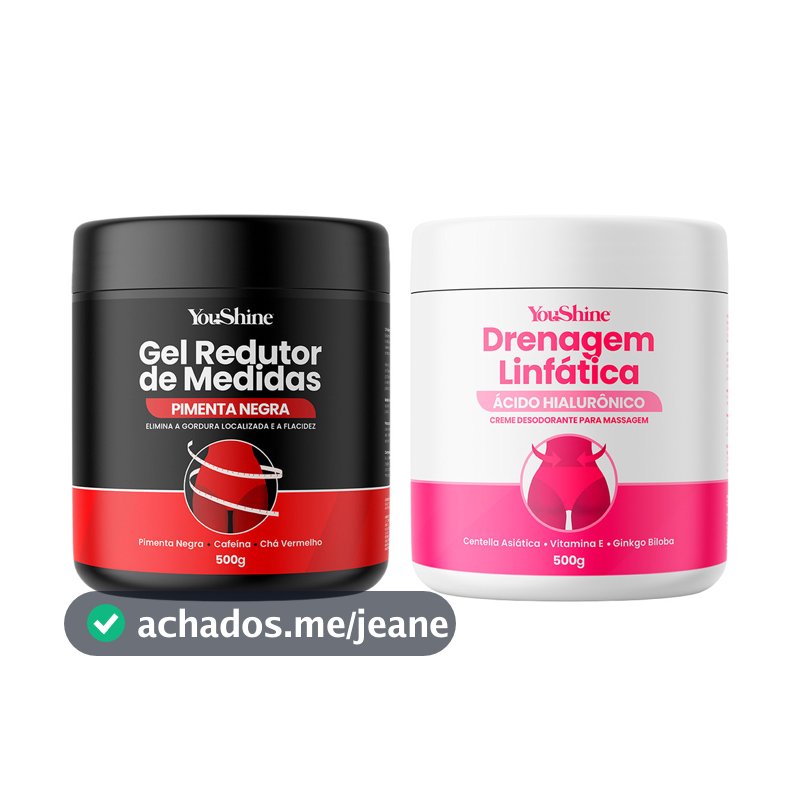 Kit Corporal Gel Pimenta Negra e Creme Drenagem Linfática YouShine Reduz Estria e Celulite