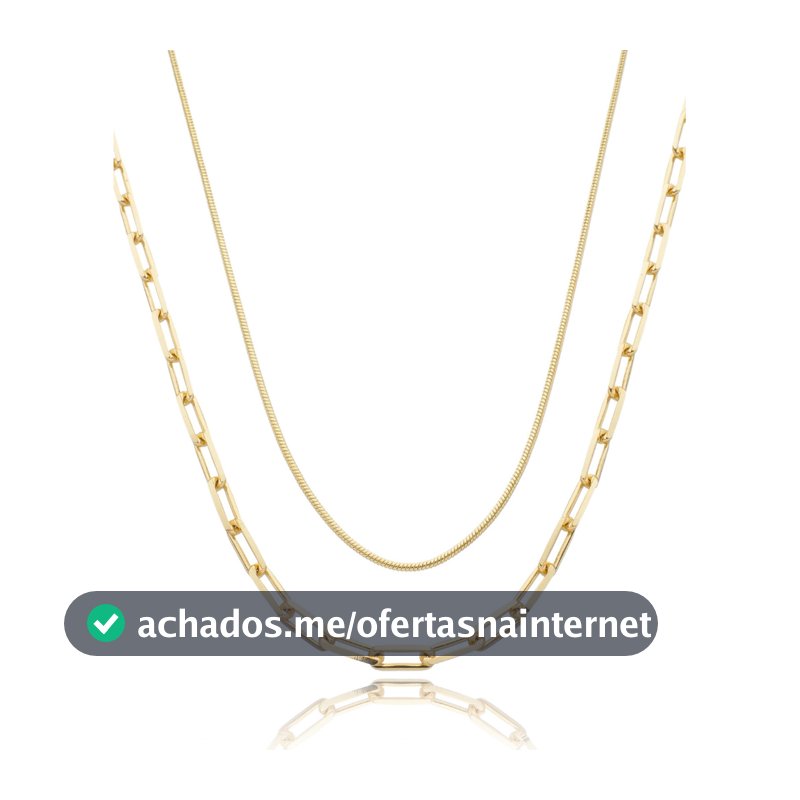 Mix de Colares Elegance Banhado a Ouro 18K Feminino Semijoia Potere Hipoalergênico Colar Duplo