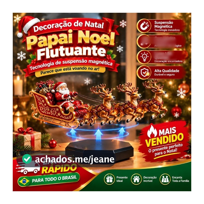Decoração Mágica Da Sala De Natal , Ornamento Flutuante Do Trenó Papai Noel , Display Criativo Levitação Magnética