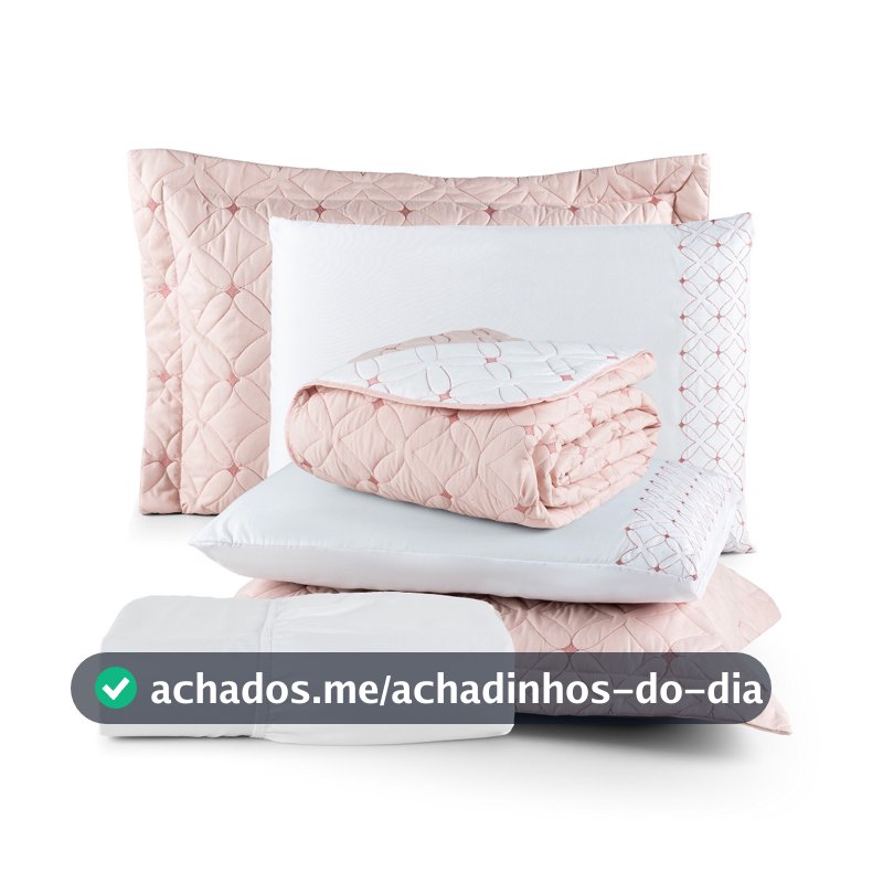 Kit 6 Peças Completo Cobre Leito e Lençol Ideale 200 Fios Casal Queen King