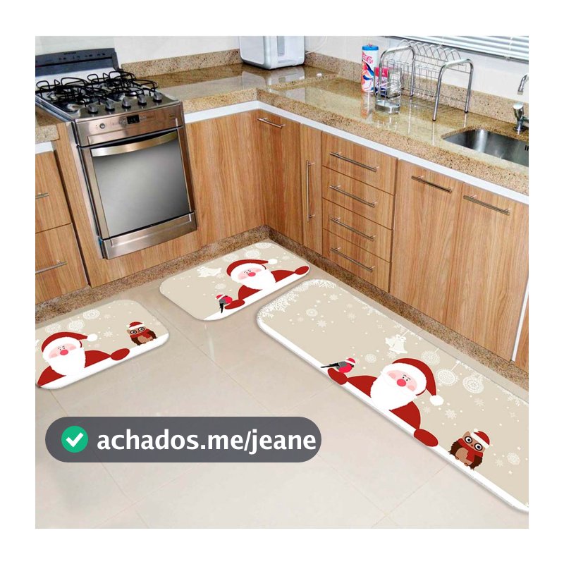Kit Tapete de Natal para Cozinha 3 peças Christmas - PROMOÇÃO - Direto de Fábrica - Envio Imediato!!
