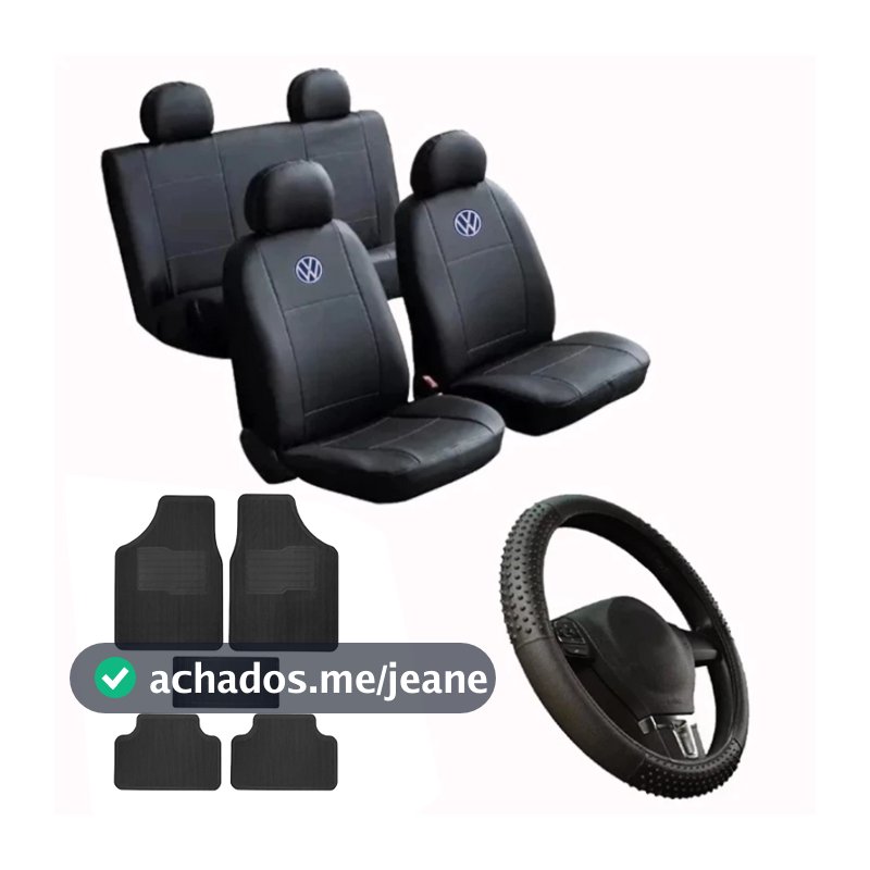 Kit Capa De Banco Couro Automotivo 5 Peças + Capa De Volante Gol G1, Gol G2, Gol G3, Gol G4