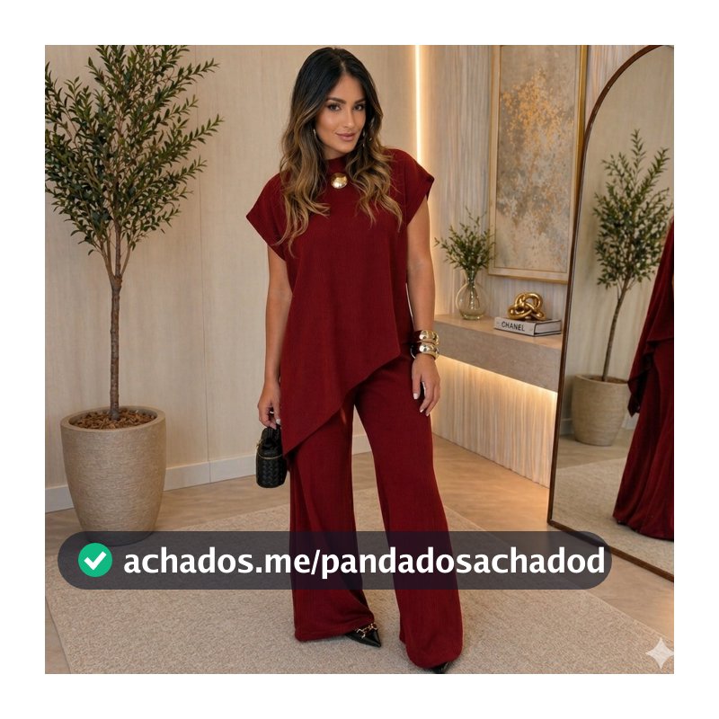 Conjunto Feminino Calça Pantalona Blusa Musclee Tee Basico Moda Casual Look Moderno Confortável